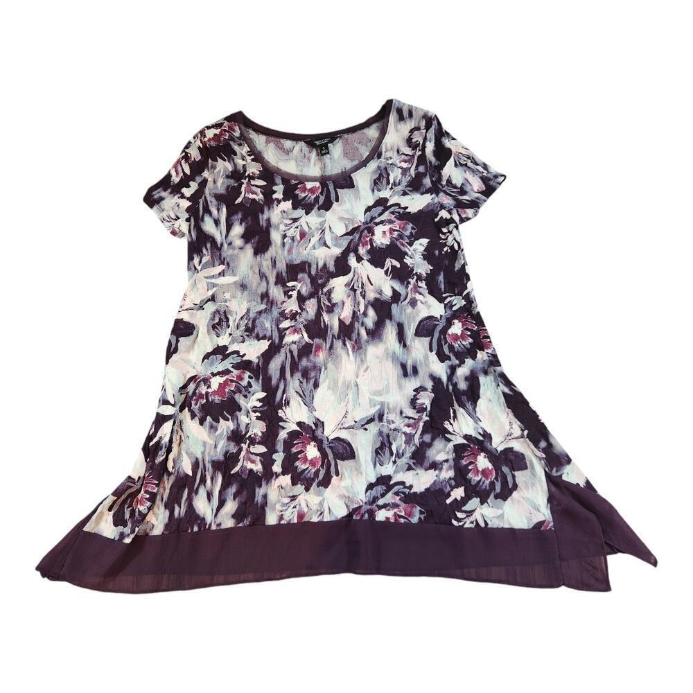 Simply Vera Vera Wang womens‎ blouse sz small purple floral print